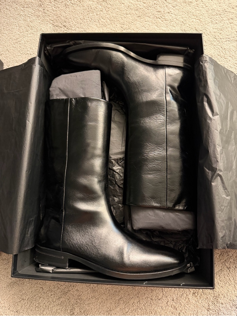 Saint Laurent Black Leather Tall Boots size 39